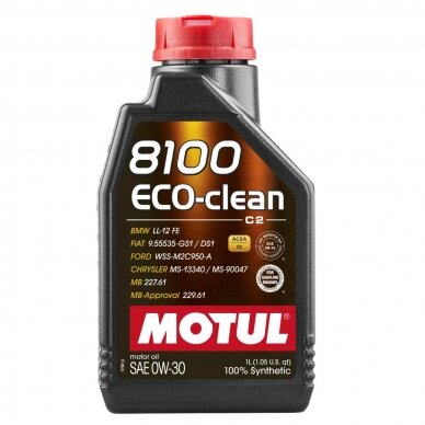 MOTUL 8100 Eco-Clean 0W30 1L variklio alyva MOTUL 8100 Eco-Clean 0W30 1L variklio alyva