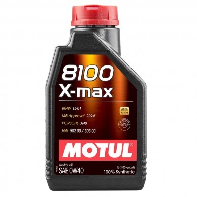 MOTUL 8100 X-MAX 0W40 1L variklio alyva MOTUL 8100 X-MAX 0W40 1L variklio alyva