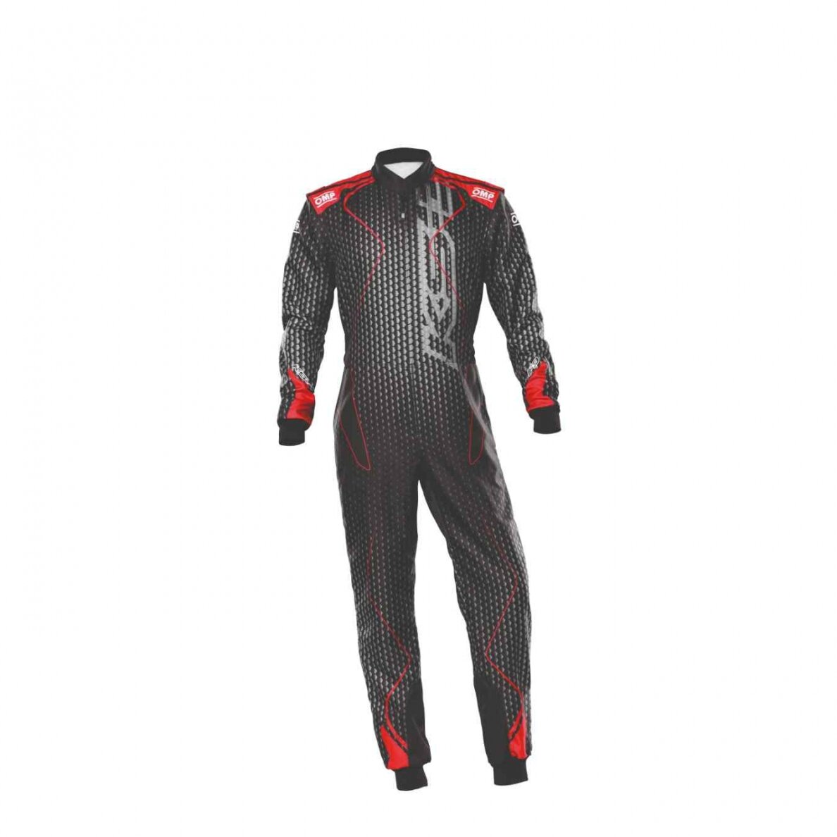 OMP KS 3 ART CIK FIA 2 lygio kartingo kostiumas juodas raudonas