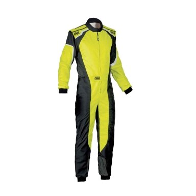 OMP KS 3 CIK FIA 2 lygio kartingo kostiumas juodas geltonas