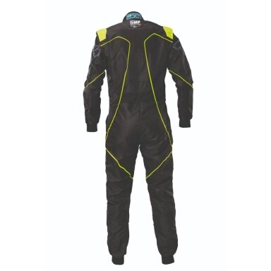 OMP KS 3X ART FIA 8877 2022 juodas geltonas vaikiškas kartingo kostiumas