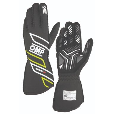 OMP One S pirštinės FIA 8856 2018 juoda su geltona