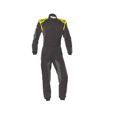 OMP TECNICA HYBRID FIA 8856 2018 Juodas neoninis geltonas kostiumas