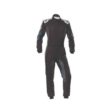 OMP TECNICA HYBRID FIA 8856 2018 Juodas sidabrinis kostiumas