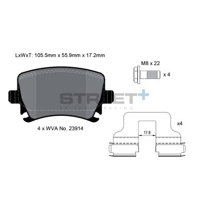 PAGID STREET Plus T8049 stabdžių trinkelės