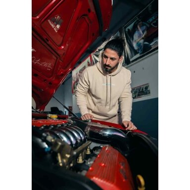 PETROLHEART Bialbero baltas megztinis su gobtuvu vyrams