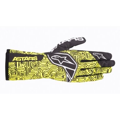 ALPINESTARS Tech-1 K Race V2 Vertical pirštinės, fluorescencinės geltonos spalvos