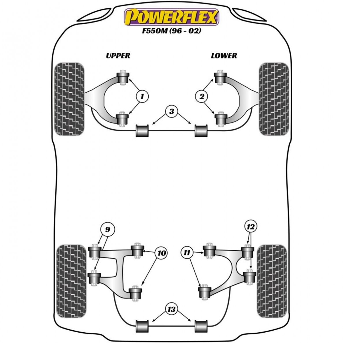 POWERFLEX tylus blokas Ferrari 550 Maranello (Nr. 12 galinis apatinis trikampis) 1 POWERFLEX tylus blokas Ferrari 550 Maranello (Nr. 12 galinis apatinis trikampis) 1