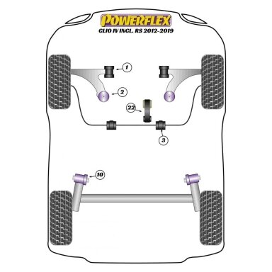 POWERFLEX Black serijos tylus blokas Renault Clio 4RS (Nr. 22 apatinis variklio tvirtinimas)