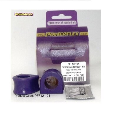POWERFLEX standartiniai tylūs blokai CITROEN Ax ir PEUGEOT 106 priekinė stabilizatoriaus sija (išorinė) Nr. 4