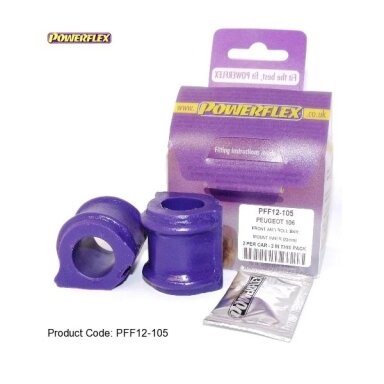 POWERFLEX Standartiniai tylūs blokai, skirti CITROEN Saxo n°2 ir PEUGEOT 106 n°3 Priekinis stabilizatorius (vidinis) 22 mm