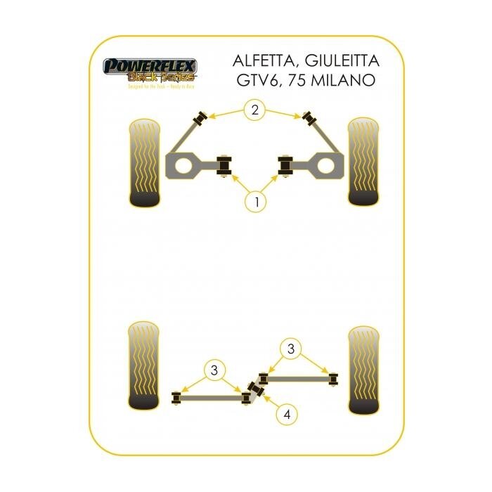 POWERFLEX Black serijos tylūs blokai ALFA ROMEO Giulietta / Alfetta / GTV 6 / 75  Nr. 1 Viršutinė priekinė vidinė spyruoklė 1