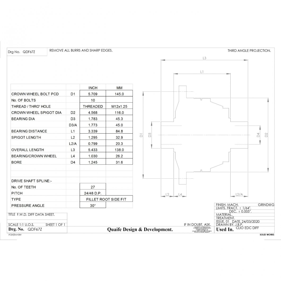 QUAIFE QDF67Z riboto slydimo diferencialas, skirtas „Mini Cooper F56“ (išskyrus S modelius) 1 QUAIFE QDF67Z riboto slydimo diferencialas, skirtas „Mini Cooper F56“ (išskyrus S modelius) 1