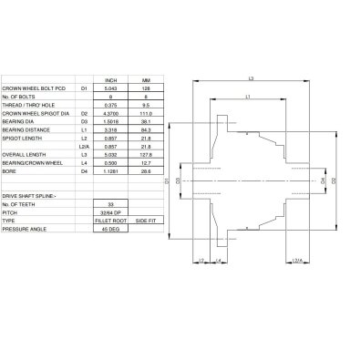 QUAIFE QDF1R/111 savaime užsifiksuojantis diferencialas VAG 020 pavarų dėžei su 111 mm karūnėlė