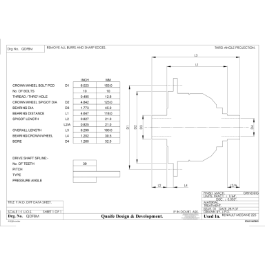 QUAIFE QDF8M riboto slydimo diferencialas, skirtas Renault Megane II R.S. 225 AG