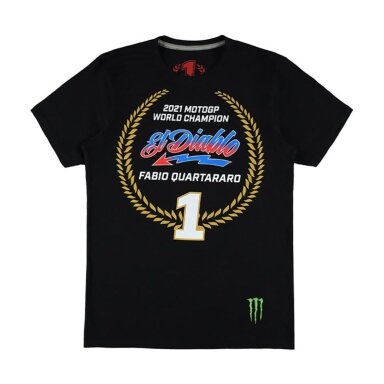 QUARTARARO Moto GP pasaulio čempiono juoda marškinėliai vyrams