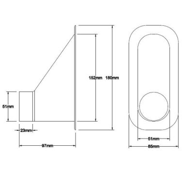 REVOTEC 51 mm juodas viengubas aušinimo kaušas – 180 x 85 x 97 mm