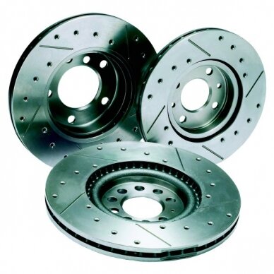 REDSPEC grioveliais gręžtiniai stabdžių diskai skirti CITROEN DS3 arba PEUGEOT 206 RC 207 307 283x26 mm priekyje