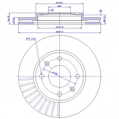 REDSPEC Group N stabdžių diskai CITROEN arba PEUGEOT 247,5 x 20,4 mm priekiniai 1