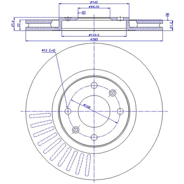 REDSPEC grooved and drilled brake discs for CITROEN Xsara II or PEUGEOT 306 283x22 mm front 1