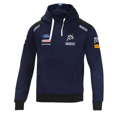 SPARCO M-SPORT WRC tamsiai mėlynos spalvos megztinis su gobtuvu vyrams
