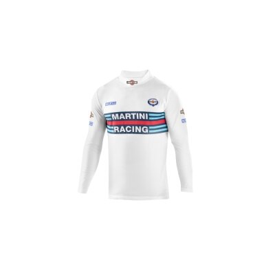 SPARCO MARTINI balta ilgomis rankovėmis ir aukštu kaklu marškinėliai