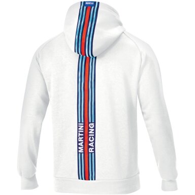 SPARCO MARTINI RACING STRIPES džemperis su gobtuvu – baltas