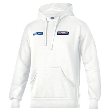 SPARCO MARTINI RACING STRIPES džemperis su gobtuvu – baltas