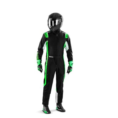 SPARCO THUNDER CIK FIA 2 lygio vaikiškas kartingo kostiumas, juodas žalias