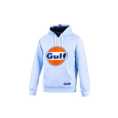 SPARCO X GULF logotipu puoštas džemperis su gobtuvu, dangaus mėlynumo spalvos
