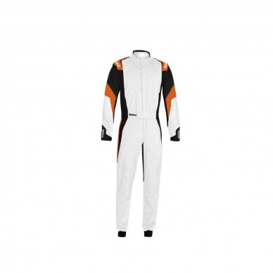 SPARCO COMPETITION FIA 8856 2018 kostiumas baltas juodas oranžinis SPARCO COMPETITION FIA 8856 2018 kostiumas baltas juodas oranžinis