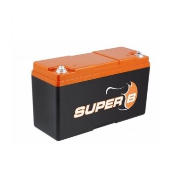 SUPER B ličio geležies fosfato 23 Ah baterija, 1500 A paleidimo galia, matmenys 250 x 97 x 156 mm