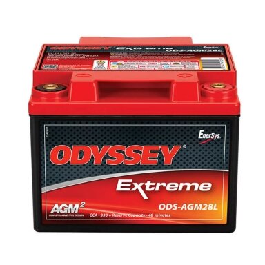 ODYSSEY PC925 Extreme Racing 35 28 Ah švino-rūgšties akumuliatorius, 925 A paleidimo srovė, matmenys 168,6x179x128 mm