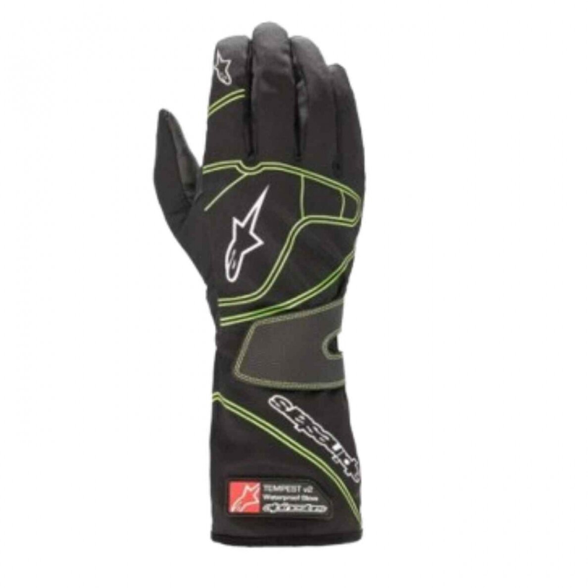 Vaikų pirštinės alpinestarai Tempest v2 vandeniui atspari juoda žalia spalva 1