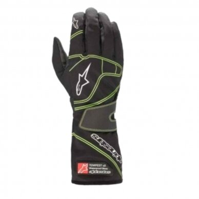 Vaikų pirštinės alpinestarai Tempest v2 vandeniui atspari juoda žalia spalva 1