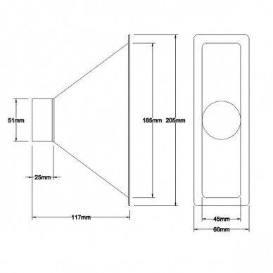 REVOTEC 51 mm viengubas tiesus aušinimo gaubtas – 205 x 66 x 117 mm 1 REVOTEC 51 mm viengubas tiesus aušinimo gaubtas – 205 x 66 x 117 mm 1