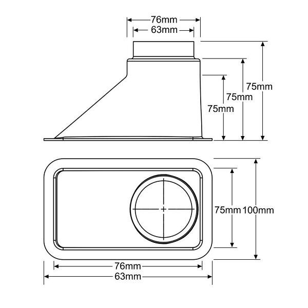 REVOTEC 63/76 mm juodas tiesus viengubas aušinimo gaubtas – 176 x 105 x 120 mm 1 REVOTEC 63/76 mm juodas tiesus viengubas aušinimo gaubtas – 176 x 105 x 120 mm 1